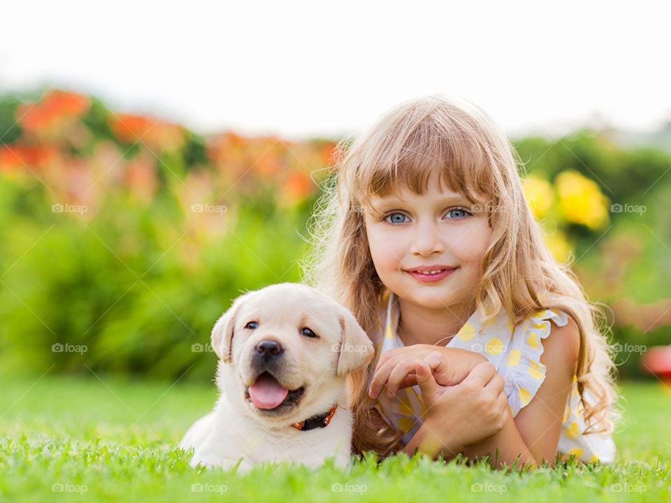 Dog with girl cute