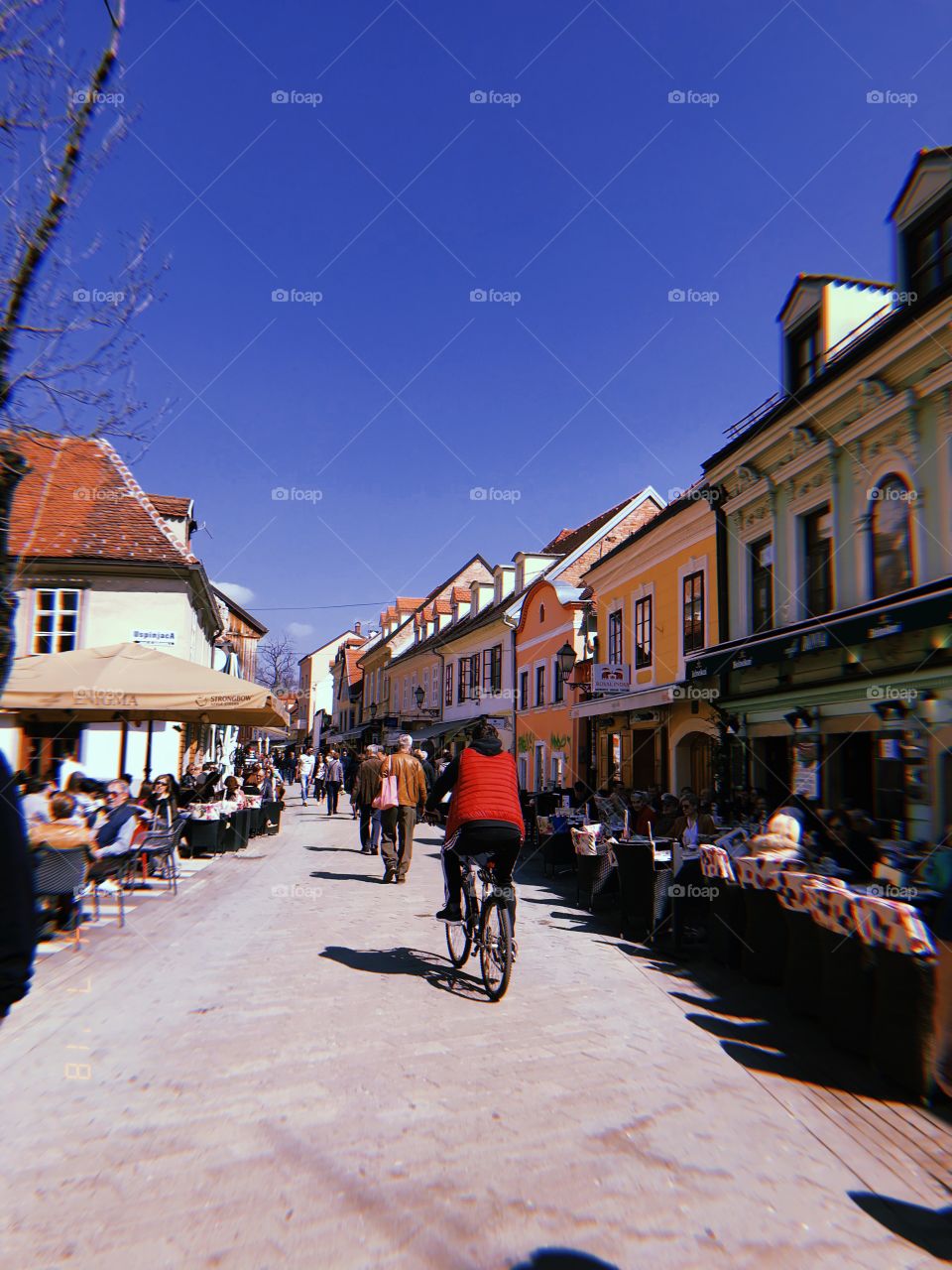 City Views in Zagreb, Croatia. Cafes. People. Biking. Architecture. European. Vacation. Leisure.