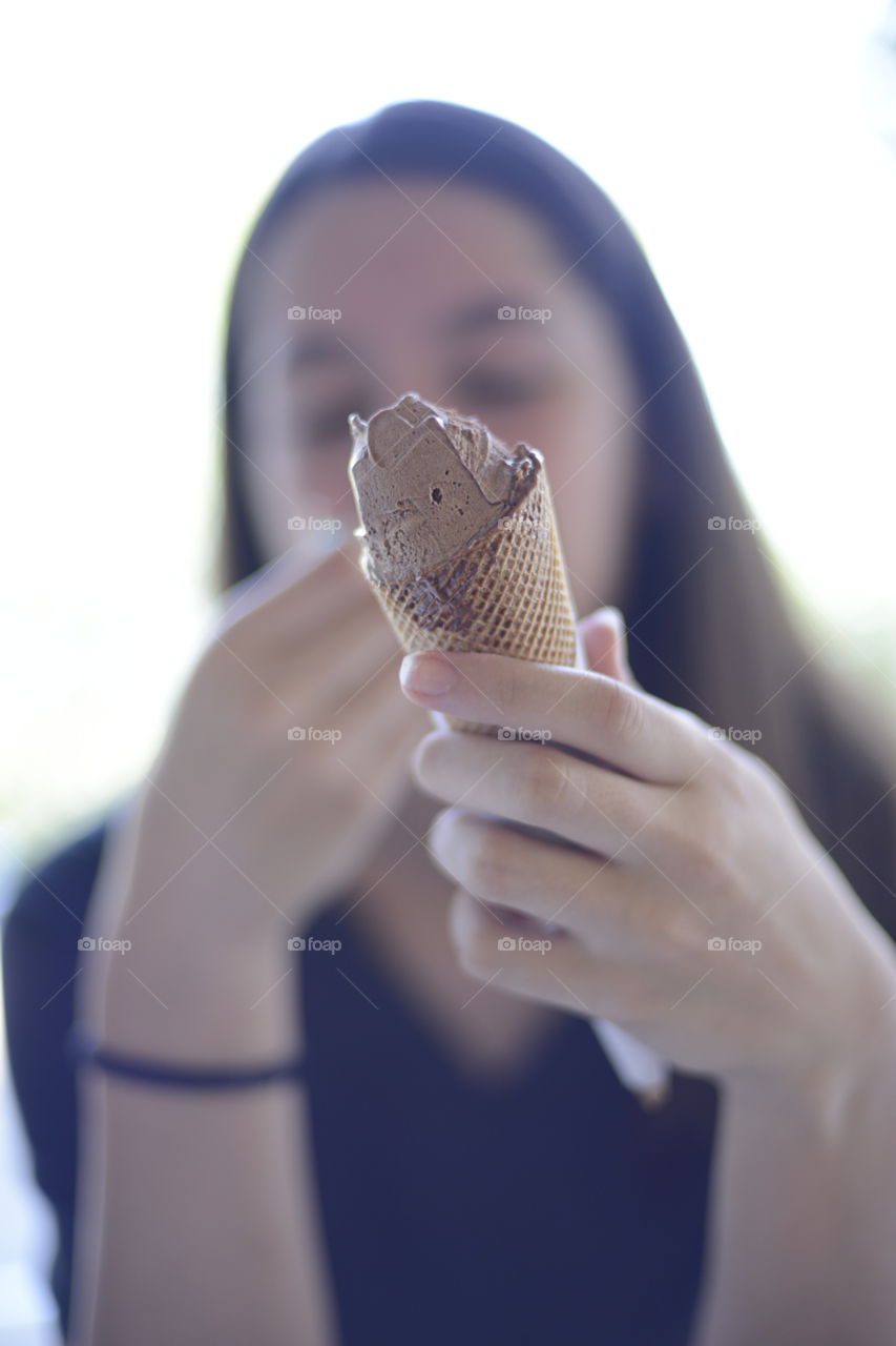 eating ice cream