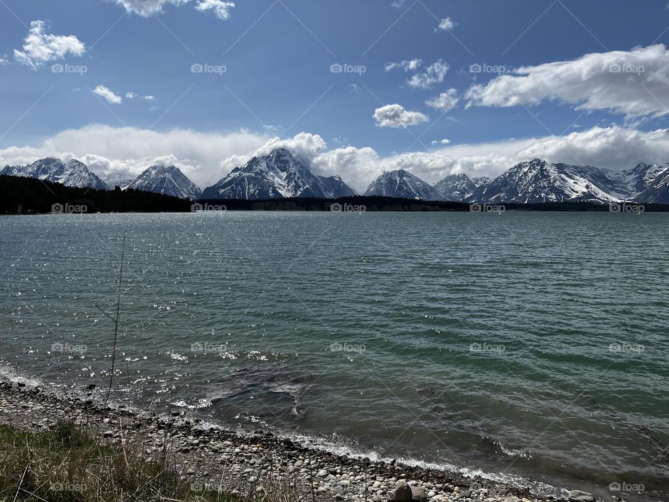 A lake with a Mountain View in grand Teton national park. 