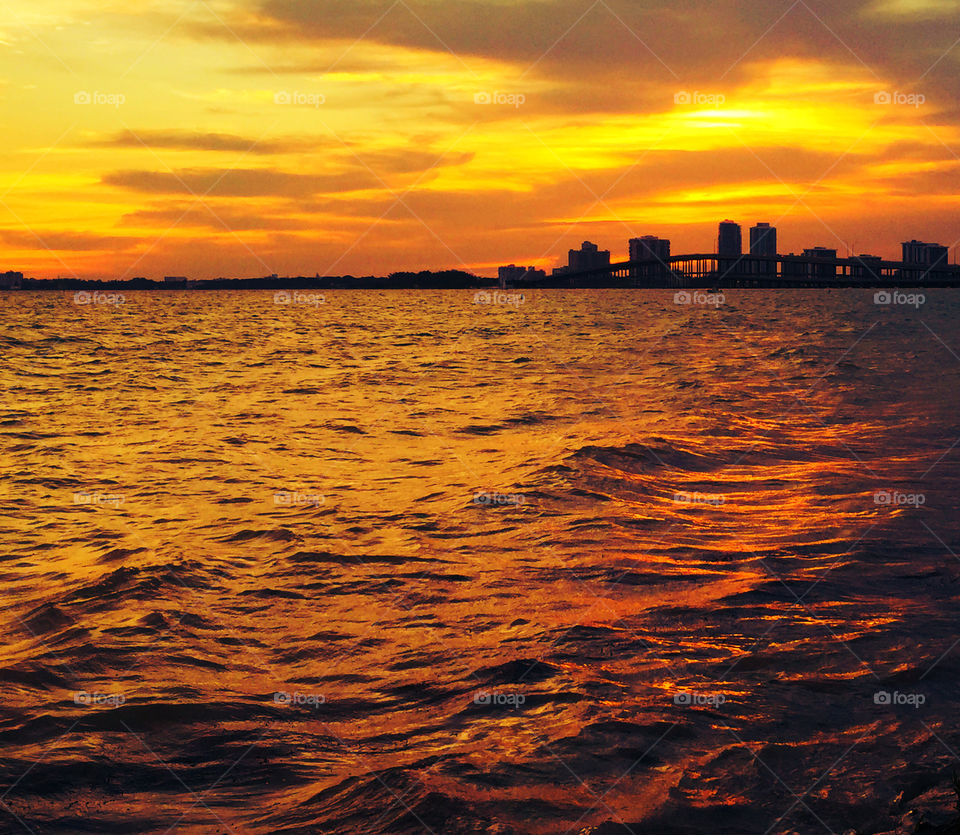 Cascading Sunset. This sunset was taken in the evening on Key Biscayne with its glamorous reflection.