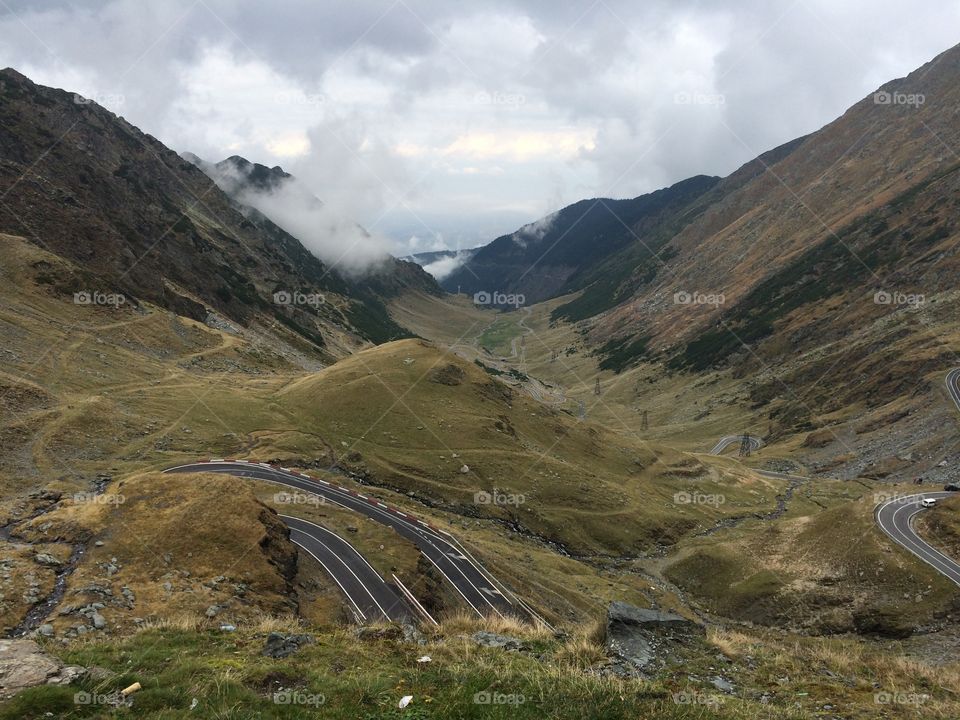 High angle view of mountain road