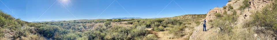 Panorama of Southeastern Arizona hiking trail.