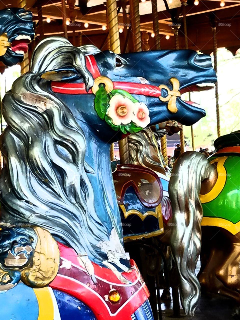 blue carousel horse