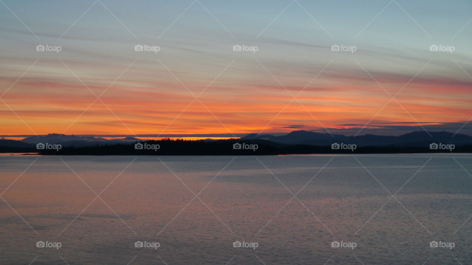 Sunset over Alaska's Inside Passage. September 2013