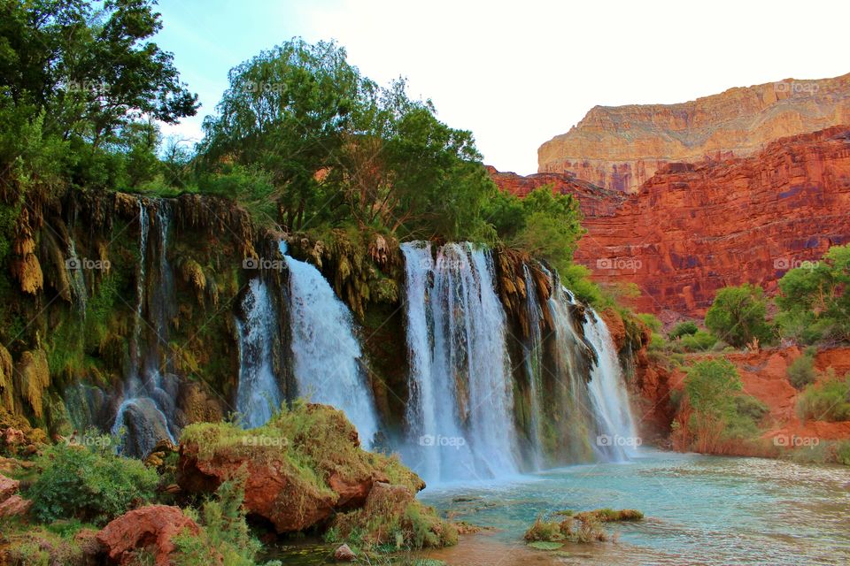 One of five amazing waterfalls along Havasu Creek in the bottom of the Grand Canyon