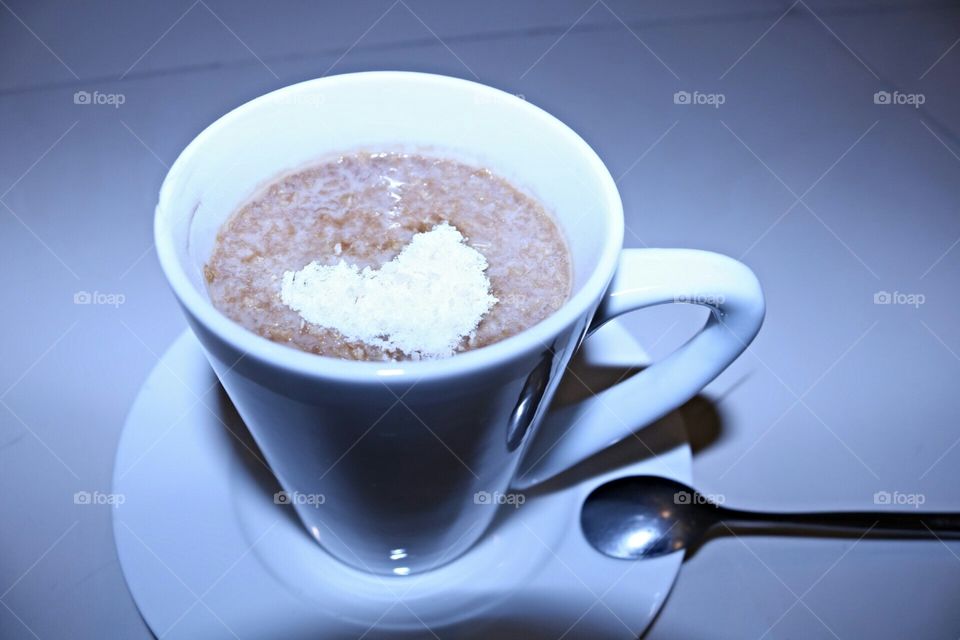 caffe latte with oatmeal shot photo 