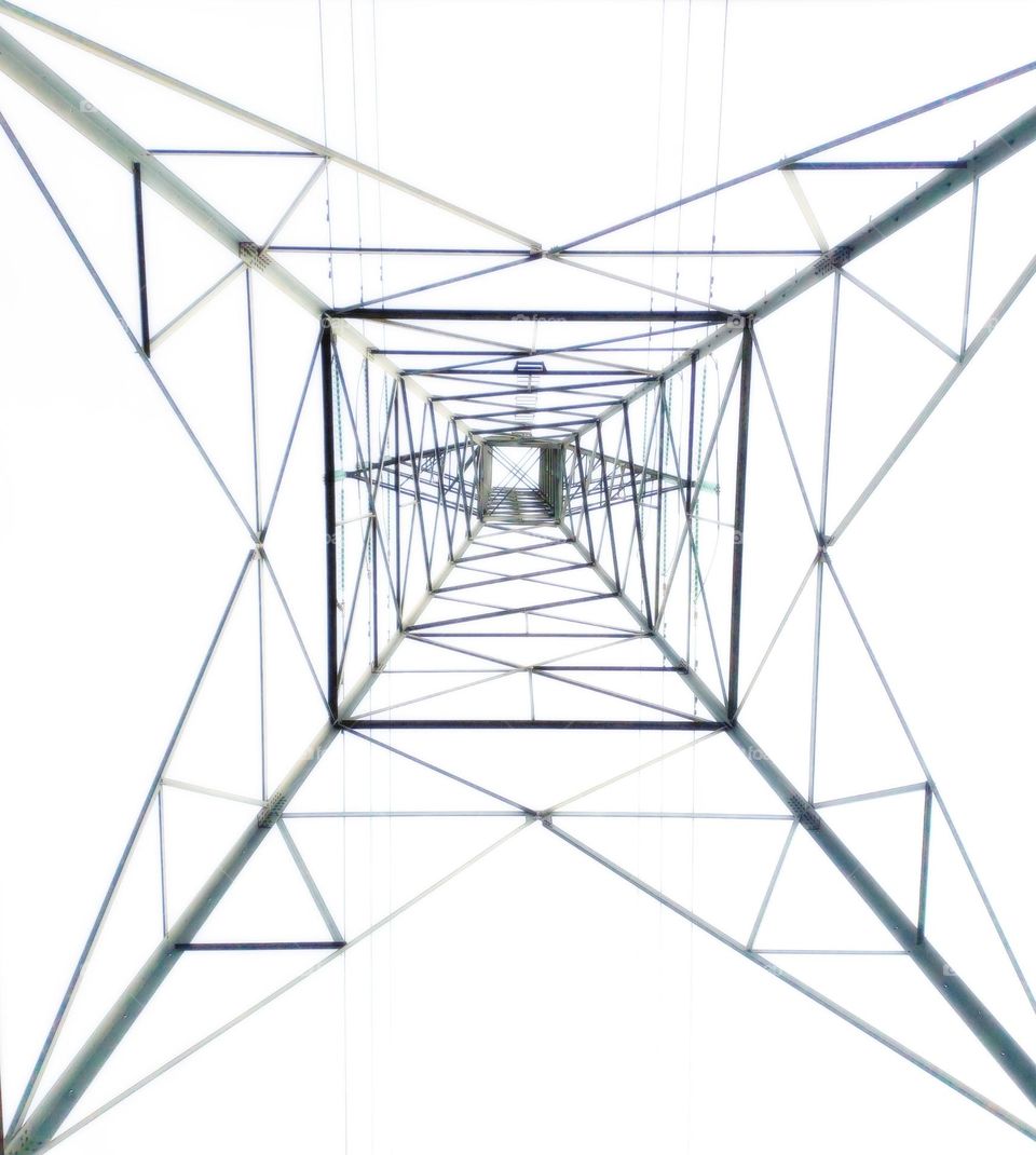 low angle view of a electrical Tower looking up