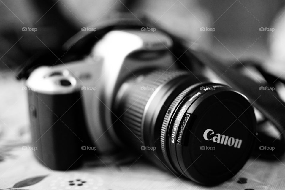 A Canon film camera in Black and White 