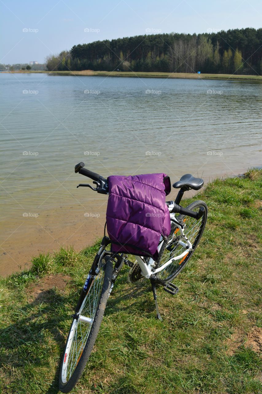 bike on a nature blue sky beautiful background