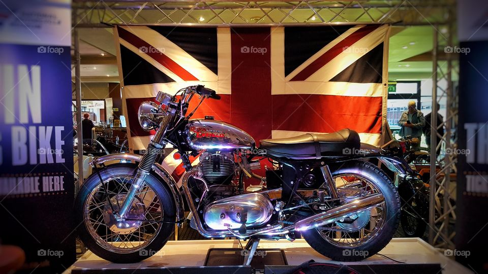Royal Enfield motorbike with the British Flag