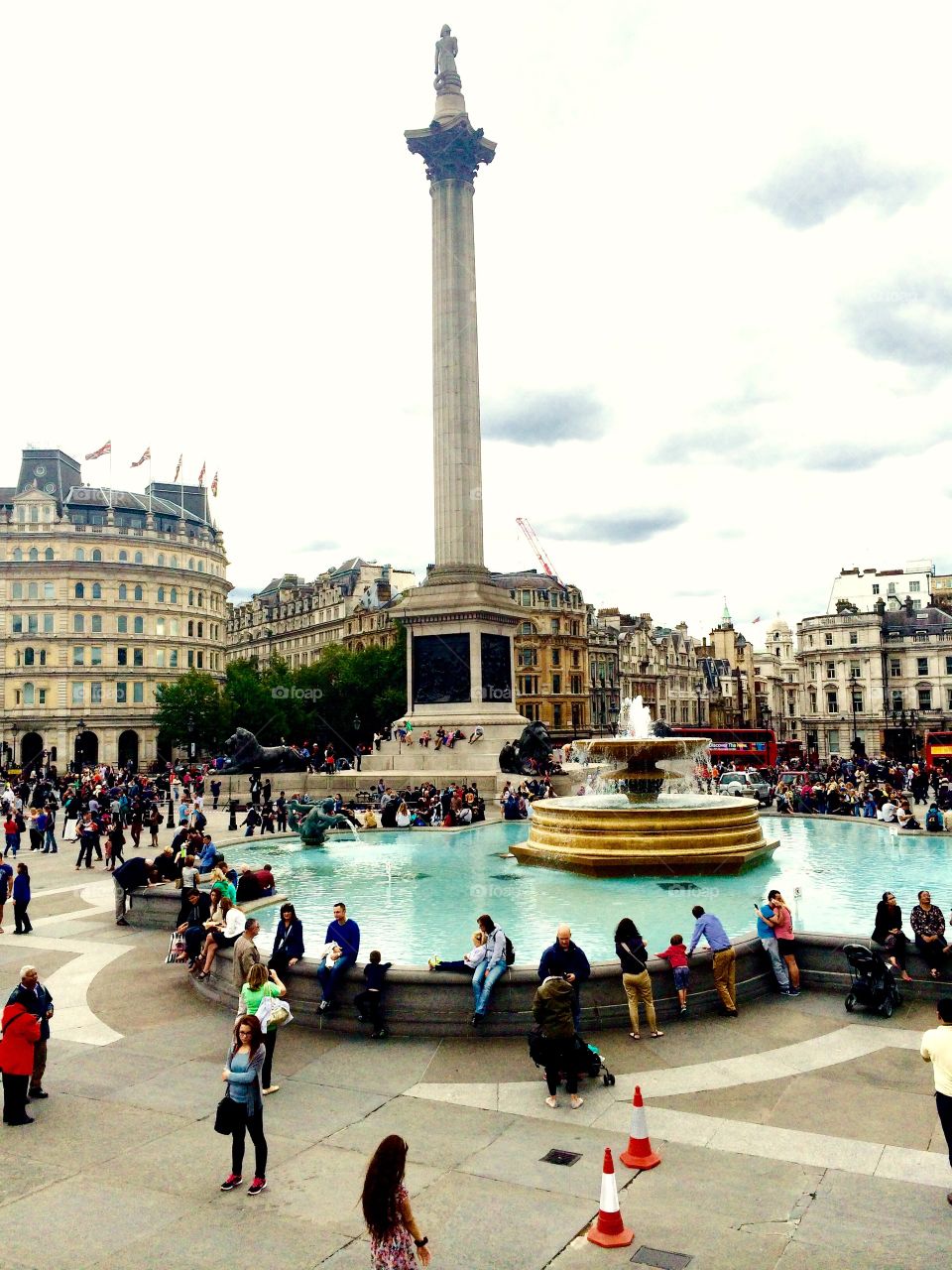 Tourist at Trafalgar Square in London