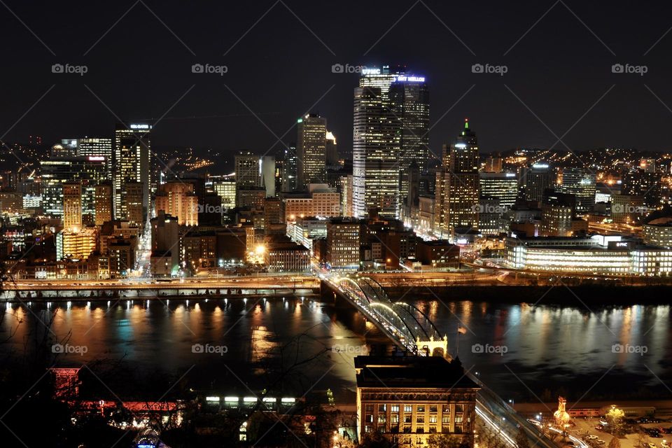 Pittsburgh PA view from Mount Washington at night