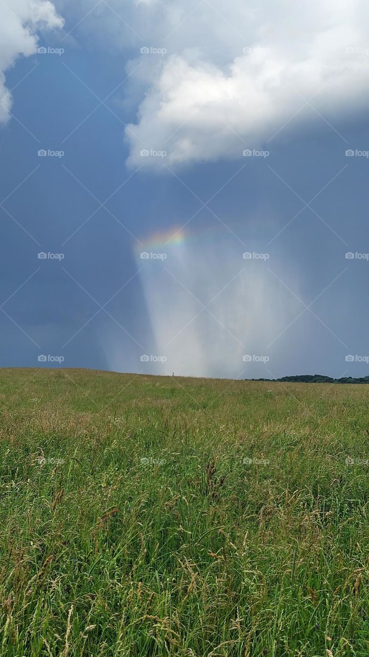Light from above shows rainbow