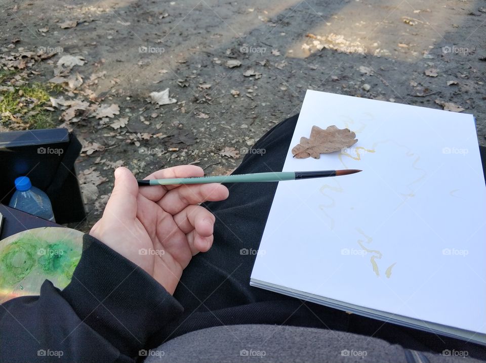Painting in the park.