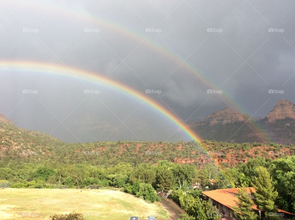 Double Rainbow in the Mountains.