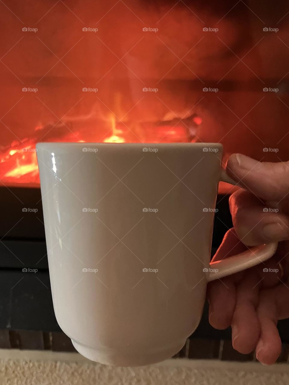 Teatime near fire