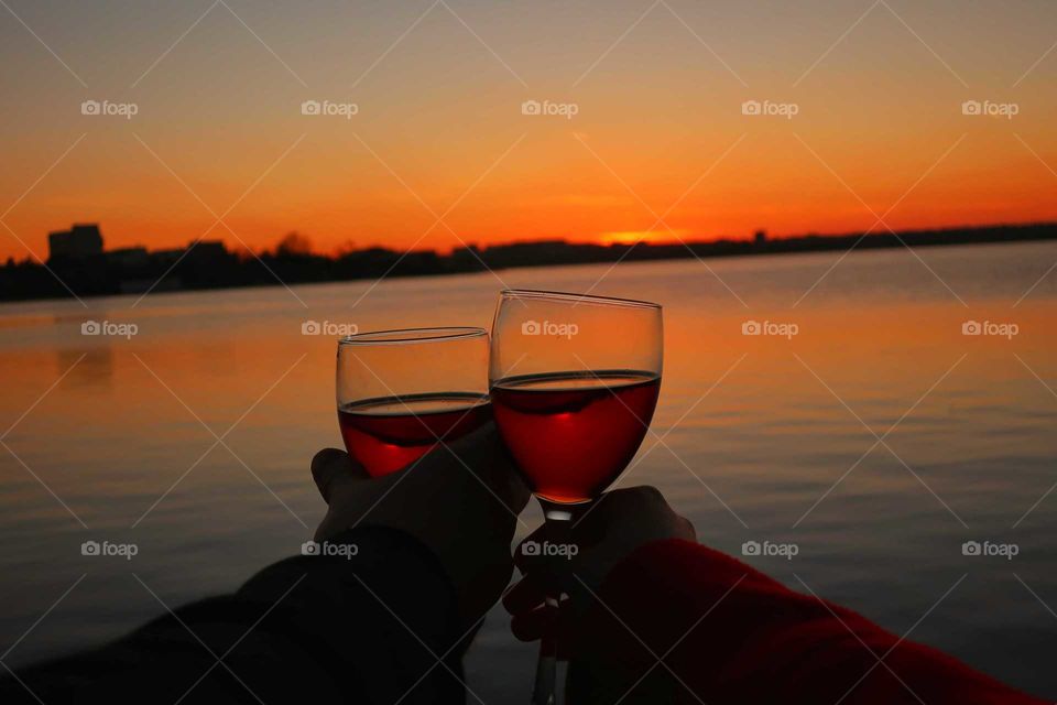 Sunset & wine