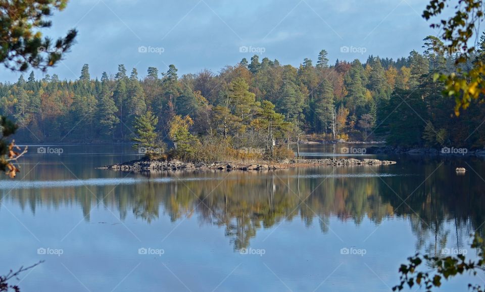 Quiet lake surrounded by forest, Listersjöarna Ronneby, Sweden