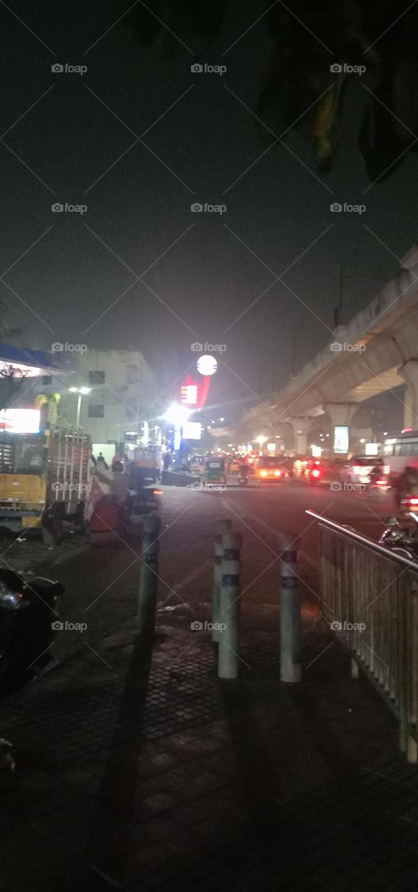 city landscape in night 🌃 like a glowing street view