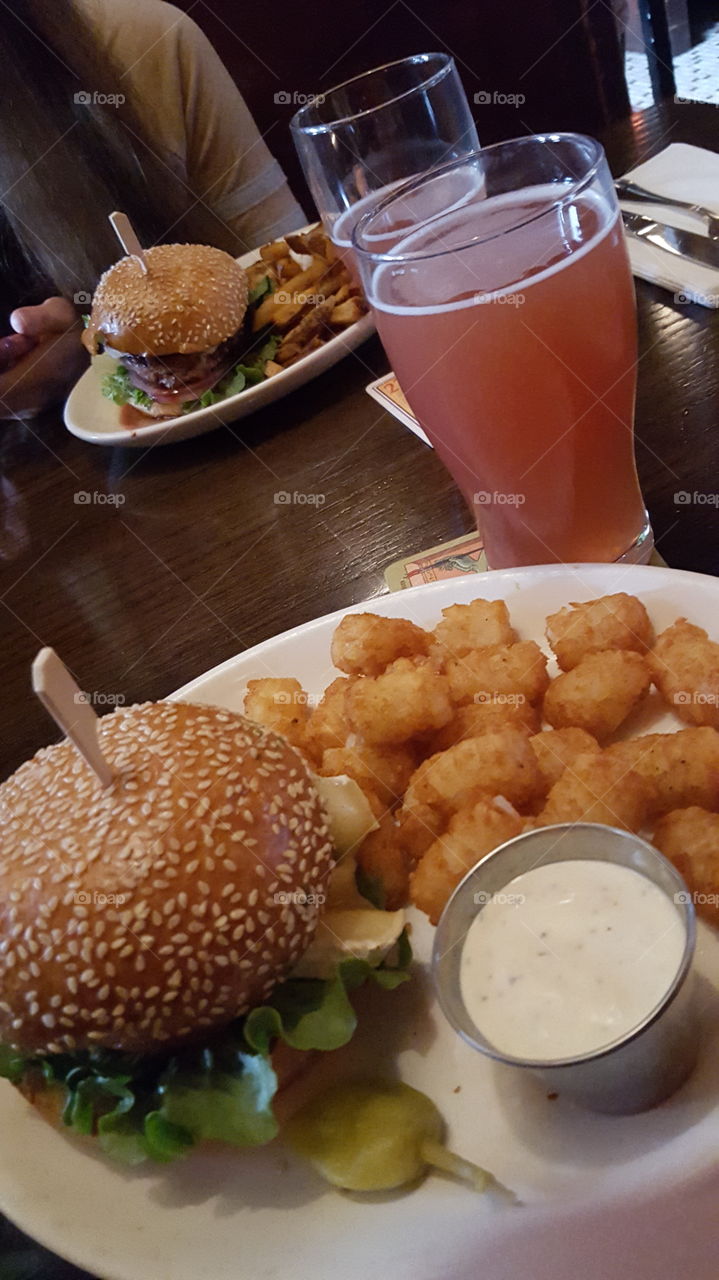 burgers and tots