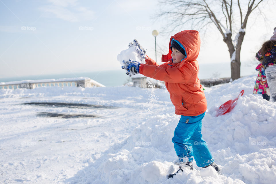 playing with snow