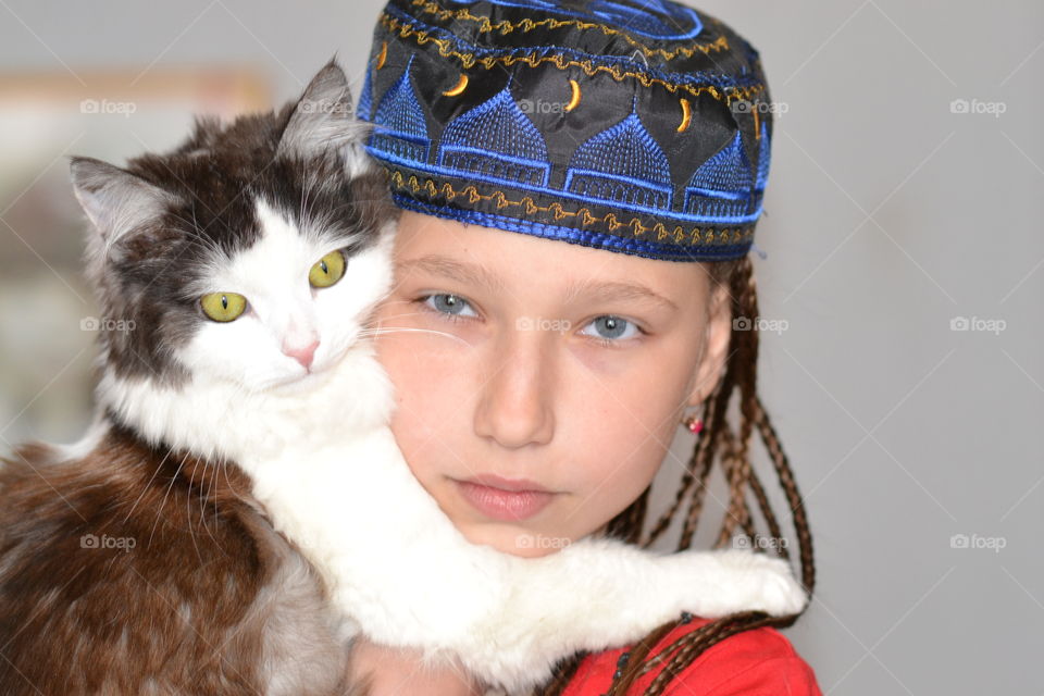 Girl with cat