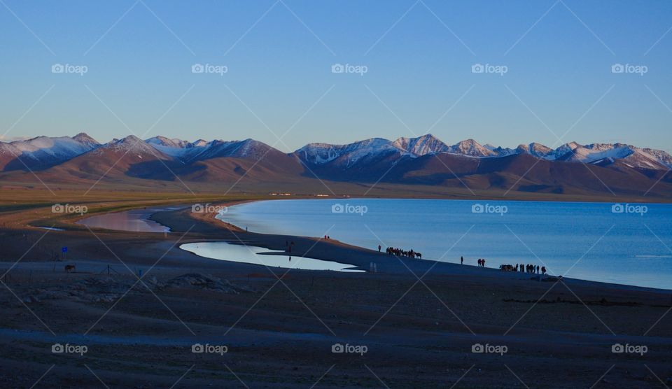 Evening on the Namtso lake in Tibet 