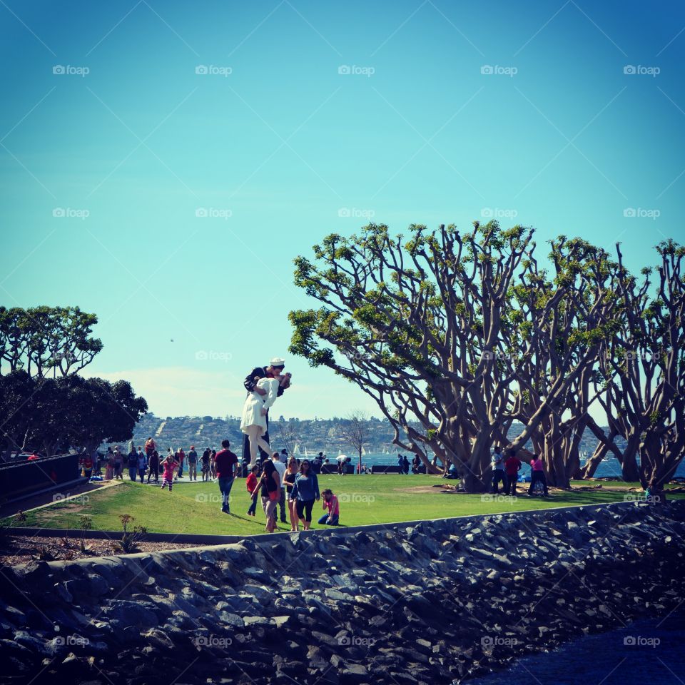 Kissing Sailor. Statue of famous sailor kissing a nurse in San Diego. 