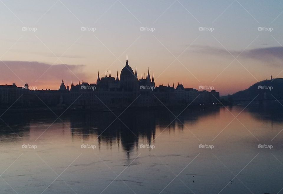 The Danube at dawn, Budapest.