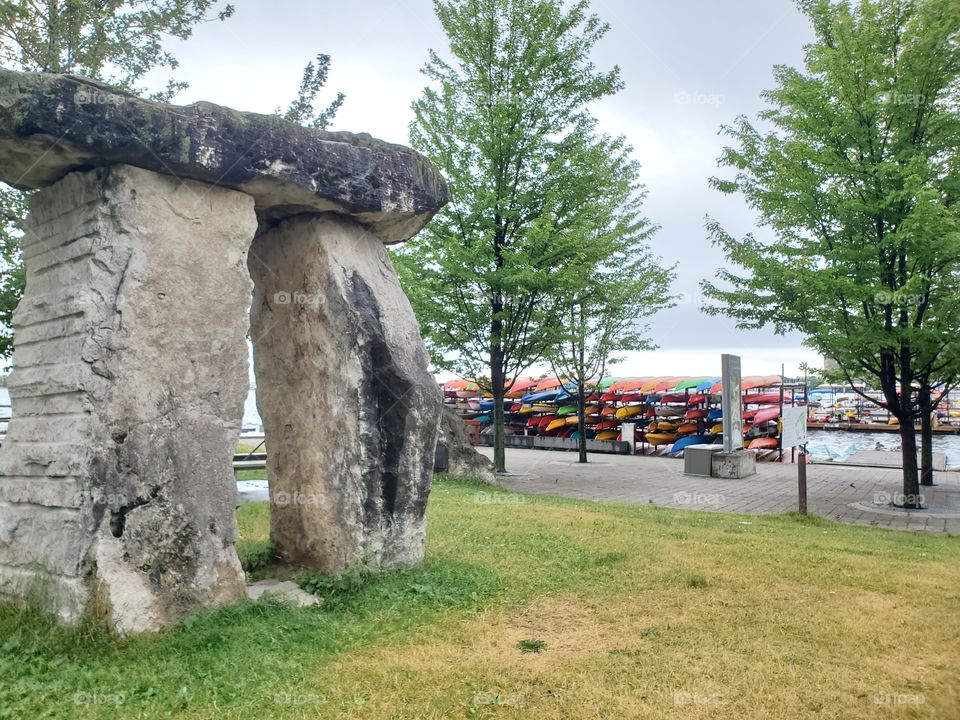 colorful canoe in summertime