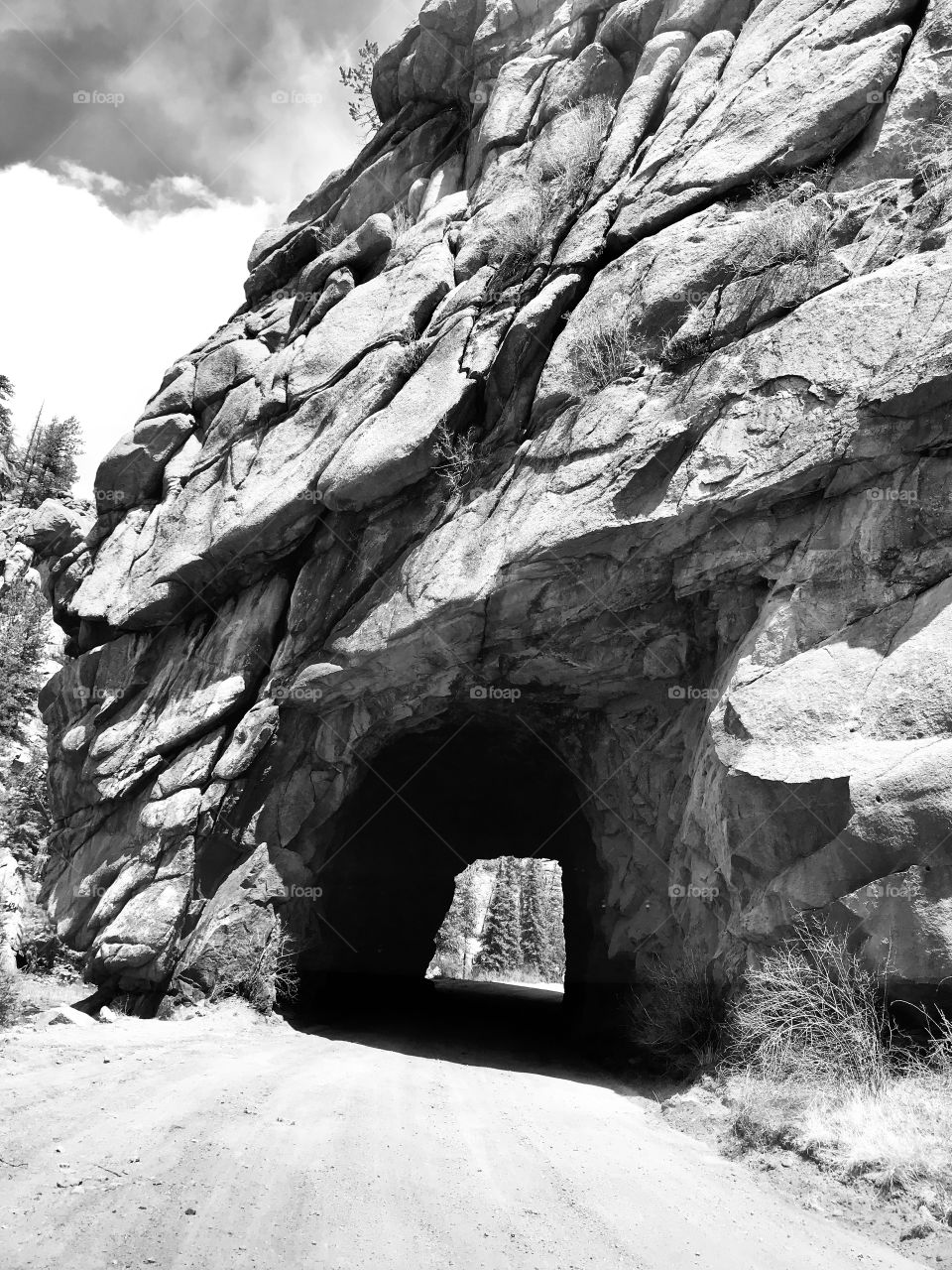 Tunnel in Eleven Mile Canyon near Lake George, Colorado. A beautiful spot for fishing, hiking and to enjoy the great outdoors.