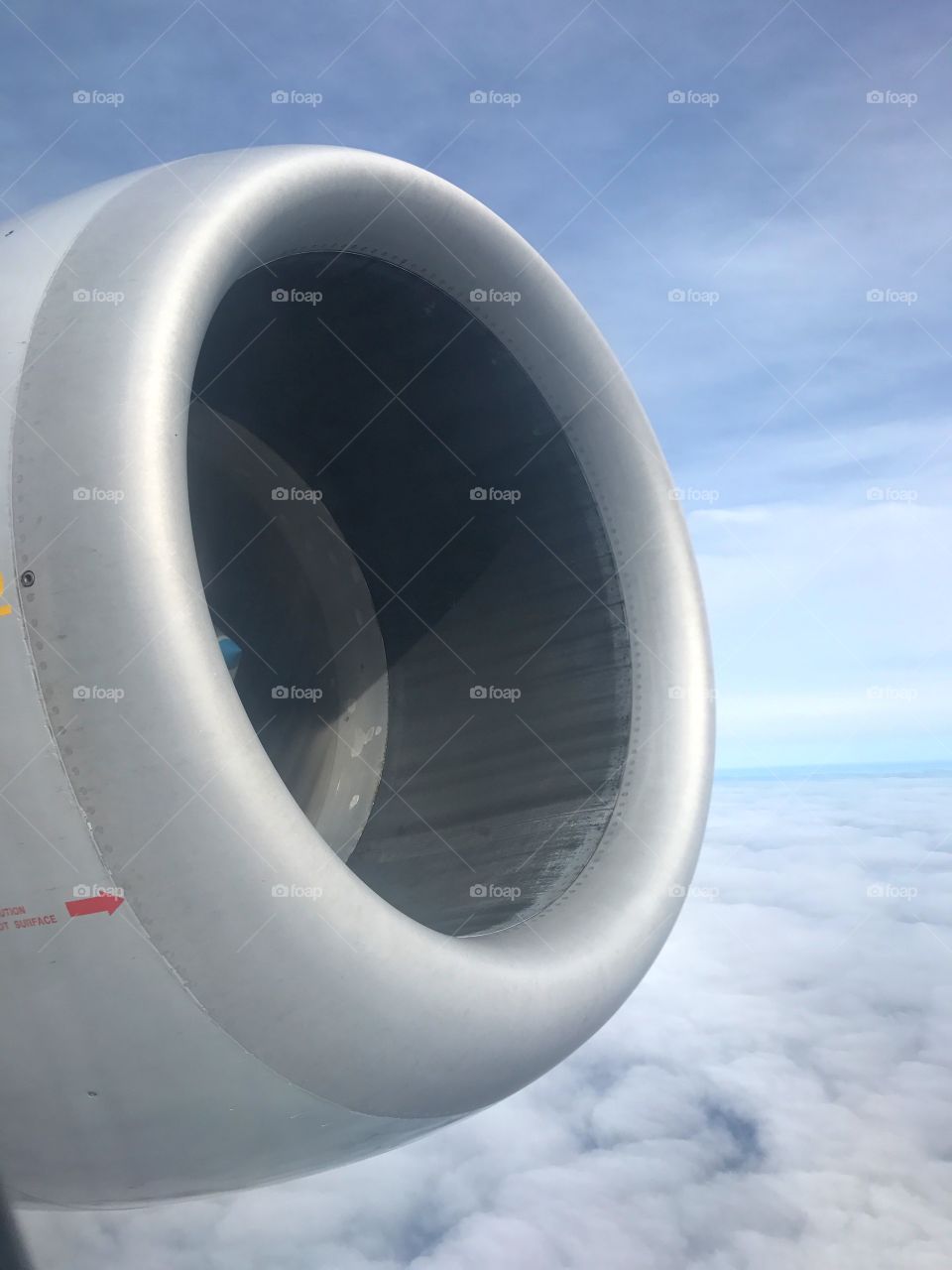 Intake of a jet engine in the sky 