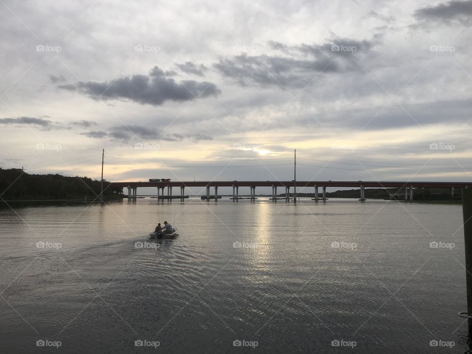 Water, Bridge, River, Sunset, Reflection