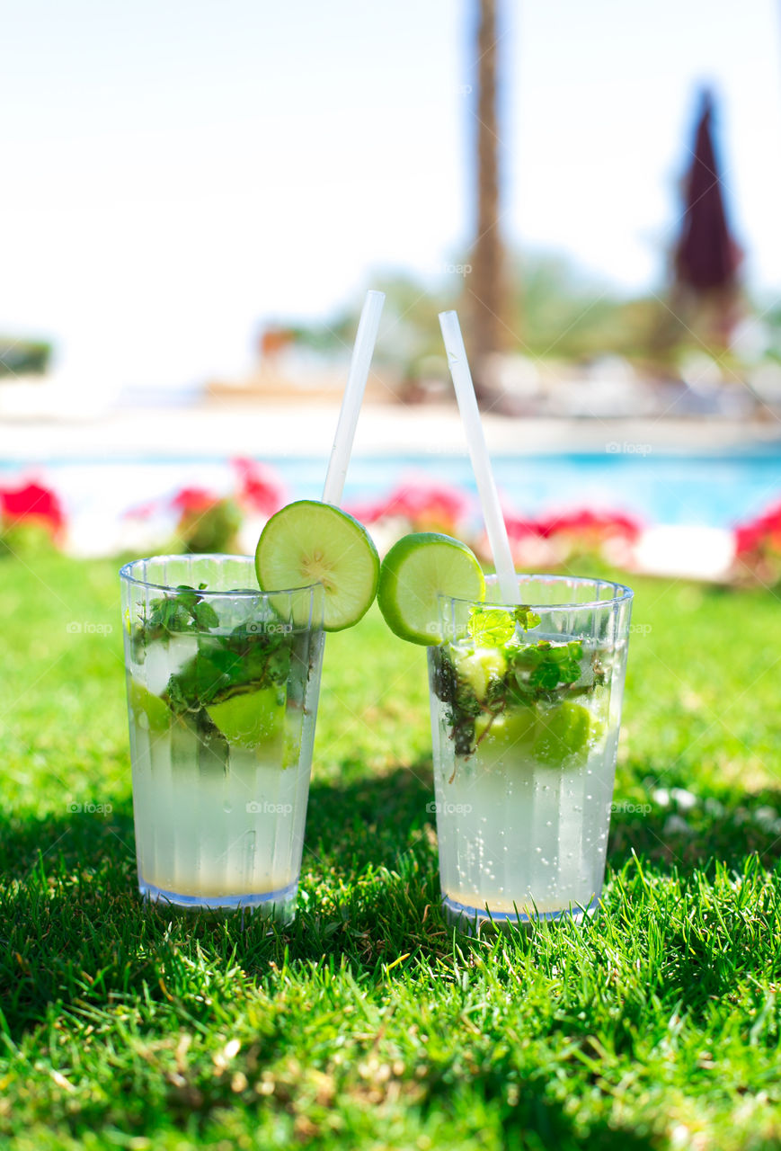 Close-up of mojito drinks