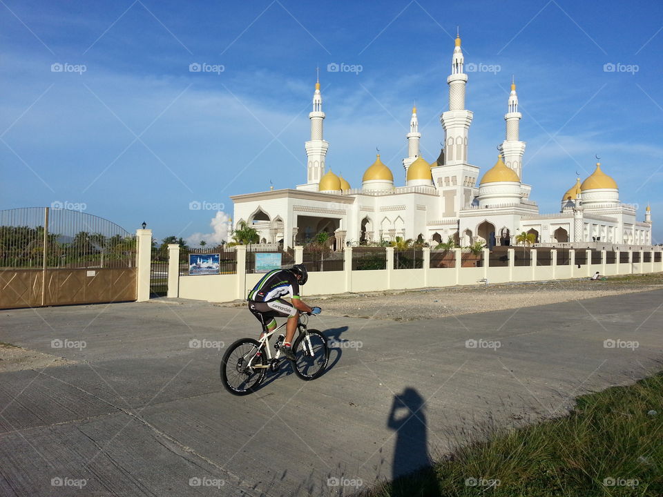 morning ride. morning bike ride with family