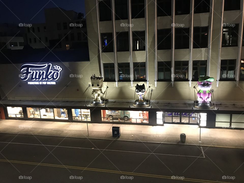 Funko Pop headquarters at night time