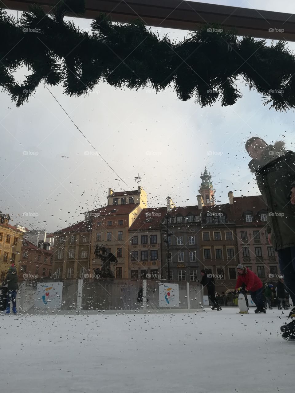 Ice skating ring Warsaw Old Town Square