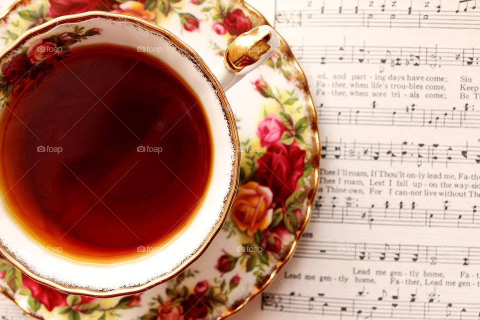 Tea cup and music 