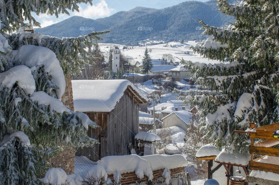 Winter landscape, Ravnogor Village, Bulgaria