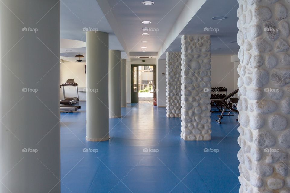 Modern fitness gym interior in Greece tesort