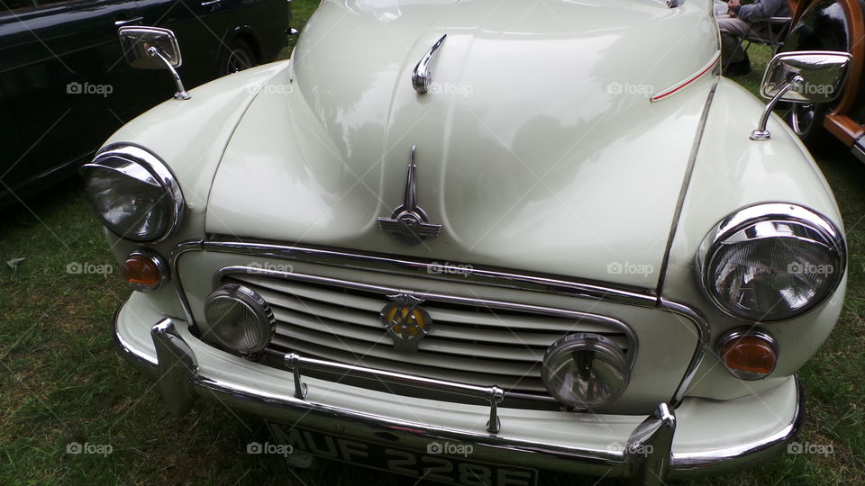 cream vintage Morris minor