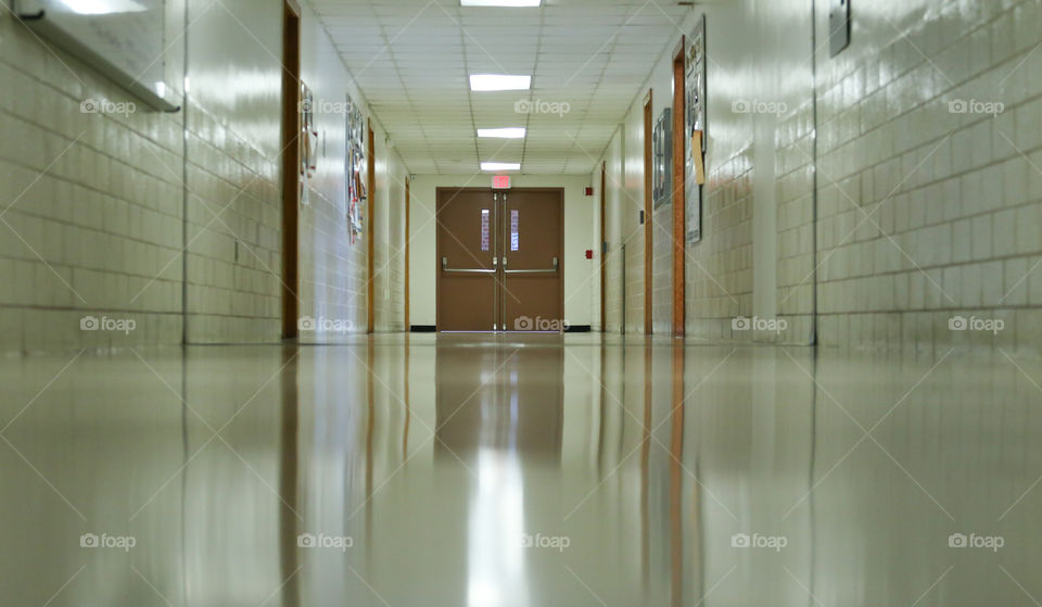 Isolated hallway corridor in an old building with no person