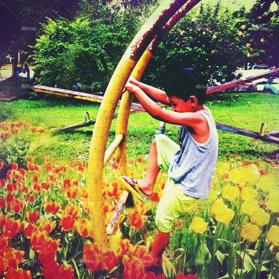 My son playing in the playground