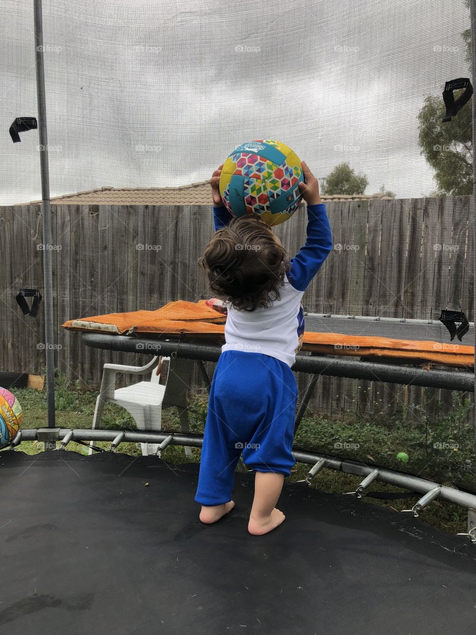 Playing on trampoline 