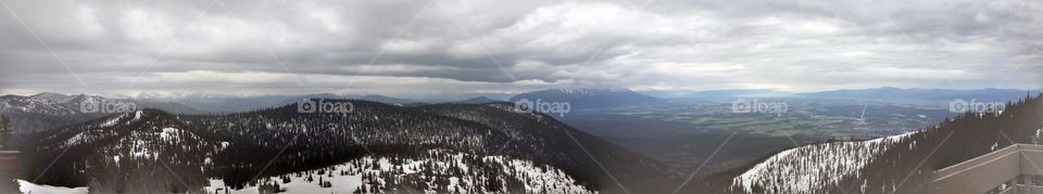Panoramic view of the summit at Big Mountain, Whitefish, MT.