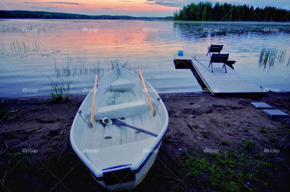 View of boat during sunset