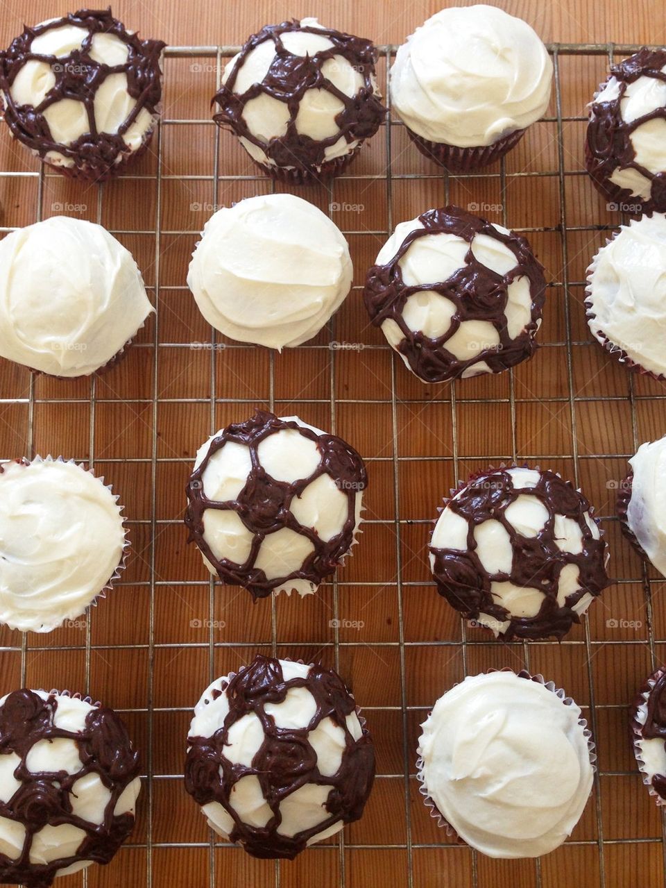 Soccer ball cupcakes 