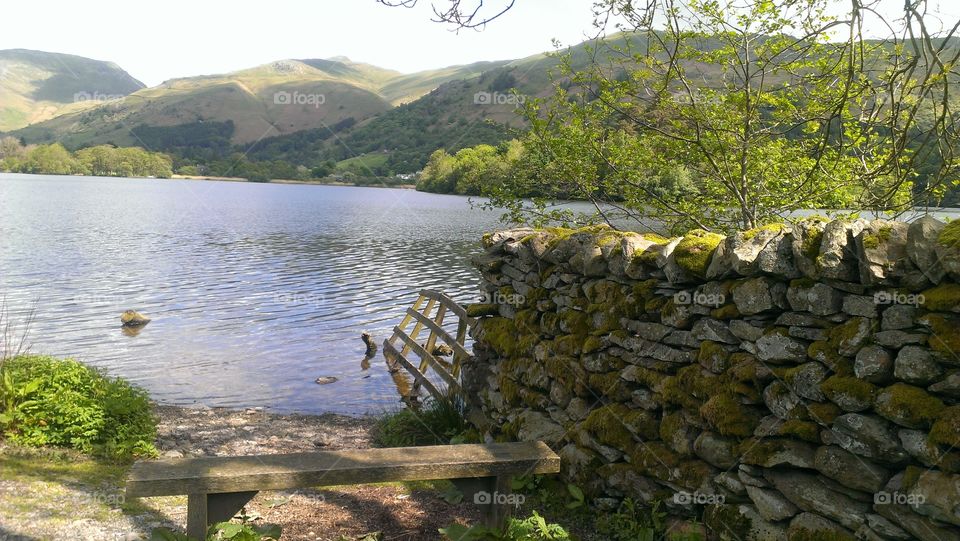 Grasmere bench. beautiful waterside resting spot in Grasmere