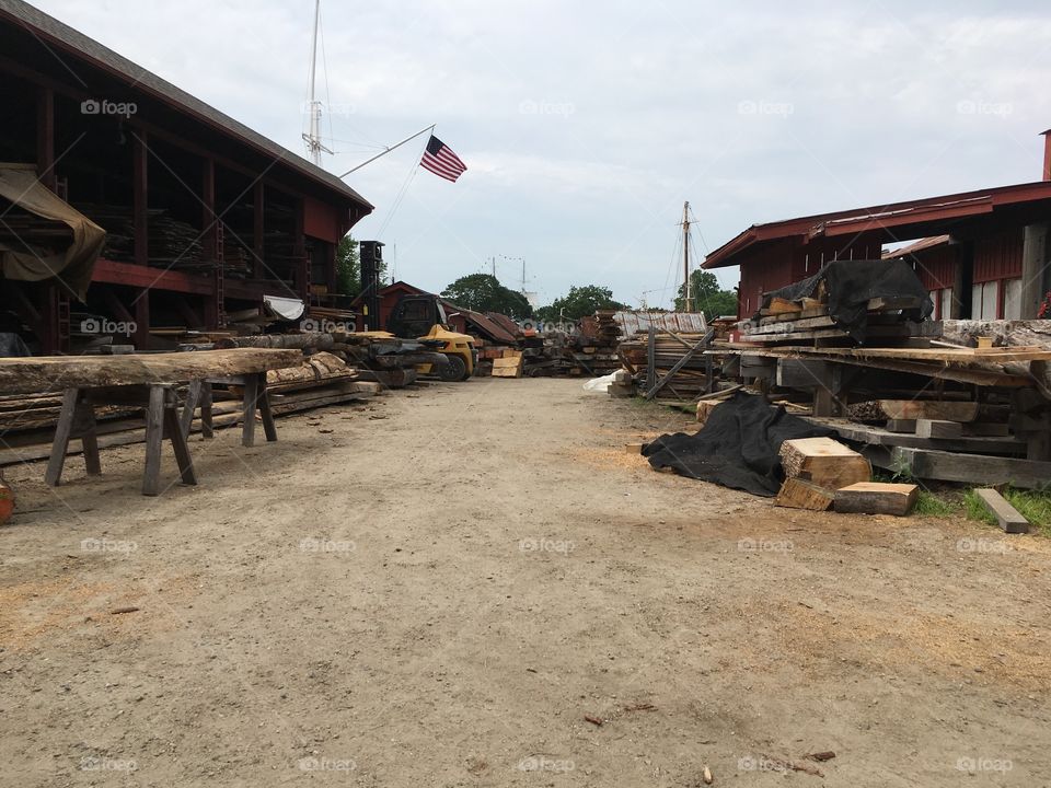 The shipwright at Mystic Seaport. The flag adds a nice touch of patriotism!